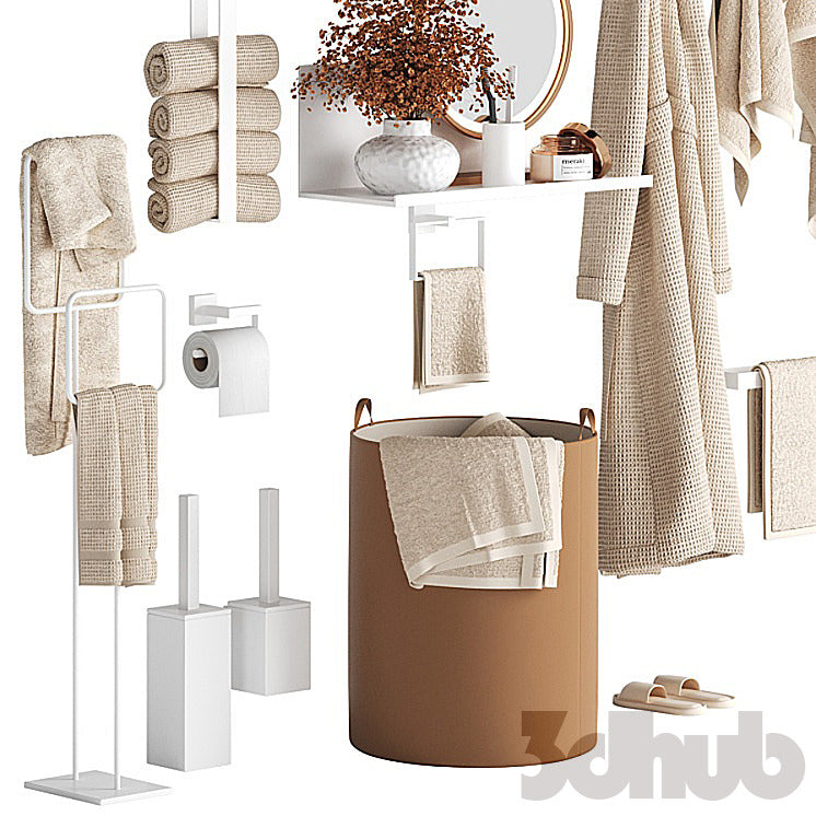 Luxury Emerald Glass Bathroom Decor Set - 3D Model for Interior Design