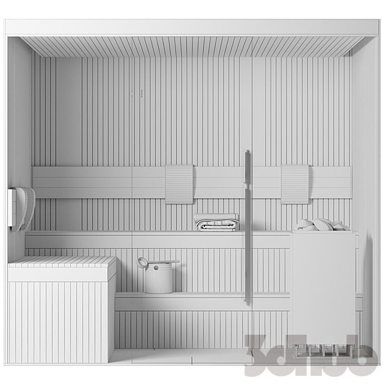 Premium Modern Finnish Sauna 3D Model & Textures Pack