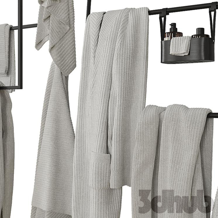 Decor Set XXX - Modern Towel Ladder &amp; Bathroom Textile Set - 3D Model