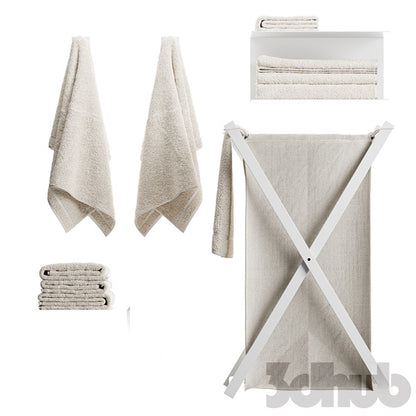 Decor Set XXX - Minimalist Laundry Basket &amp; Towel Set - 3D Model