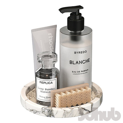 Minimalist Marble Bathroom Accessory Set - 3D Model for Interior Design