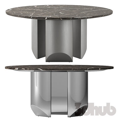 Minotti Wedge Dining Table Angie Chairs 3D Model Modern Marble Round Table Textured Boucle Armchairs Set 3ds Max FBX OBJ Pro