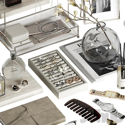 Decor Set XXX - Luxury Vanity Jewelry &amp; Perfume Styling Set - 3D Model