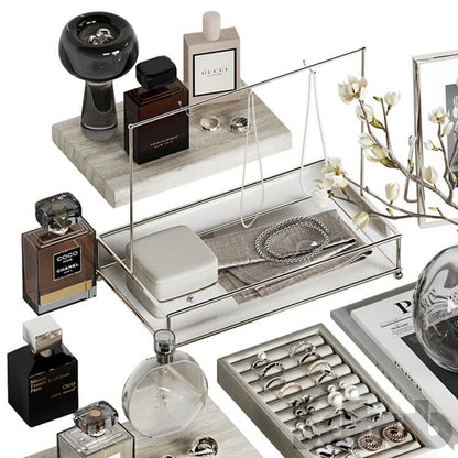 Decor Set XXX - Luxury Vanity Jewelry &amp; Perfume Styling Set - 3D Model